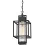 Osimir Outdoor Pendant Light Fixture, 1 Light Exterior Hanging Lantern Porch Light, 14'' Outside Lighting for House in Black Finish with Bubble Glass Lamp Shade 2375/1HL