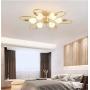 CROSSIO Modern Sputnik Chandelier, Gold Creative Spiral Globe Glass Branches Ceiling Light, Dimmable Mid Century Flush Mount Lighting Fixtures for Bedroom Dining Room (6 Lights Curved Ceiling Light)