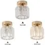 Jaycomey Crystal Ceiling Light,Mini Round Flush Mount Ceiling Light, Entryway Gold Pendant Light for Dining Room,Bedroom,Kitchen