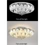 Panda Lighting Round K9 Crystal Ceiling Light LED Colorful Dimmable Light Remote Control Chandelier Peacock Feather Leaf Crystal Pendant Lamp for Dining Room Living Room Bedroom
