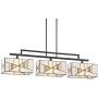 Oswell Black Large Linear Island Pendant Chandelier 42 1/2'' Wide Mission Tiffany Style Art Glass 3-Light Fixture for Kitchen Island Dining Room - Robert Louis Tiffany