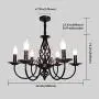 Jaycomey French Country Chandelier,Vintage Candle Chandelier,6 Lights Farmhouse Pendant Light Fixture for Kitchen Island,Dining Room,Living Room