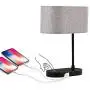 Miceshu Table Lamps for Bedroom with USB Port (Dual), Living Room with Touch Control 3-Way Dimmable, Linen Fabric Lampshade Bedside Lamp for Living Room Eye-Sight Protection (Grey)