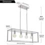 BONLICHT 4 Light Linear Chandeliers Chrome Modern Cage Kitchen Island Pendant Dining Room Light Fixture Hanging Farmhouse Ceiling Lamp for Bar Foyer Restaurant