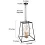 LALUZ Modern Industrial Metal Chandeliers with Crystal, Black Farmhouse Chandelier Pendant Light, 3 Light Square Cage Chandeliers for Foyer, Dining Room, Kitchen, Hallway