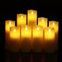 Antizer Flameless Candles Set of 9 Ivory Dripless Real Wax Pillars Include Realistic Dancing LED Flames and 10-Key Remote Control with 24-Hour Timer Function 400+ Hours by 2 AA Batteries