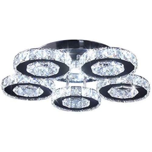 Modern Big Crystal Ceiling Light LED Chandelier Five Ring Pendant Light for Dinning Room Bedroom Kitchen