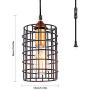 CHICLUX Plug in Pendant Light, Metal Cage Ceiling Lighting with On/Off Switch Oil-Rubbed Dark Bronze Hanging Light Fixture for Farmhouse Dining Room Living Room