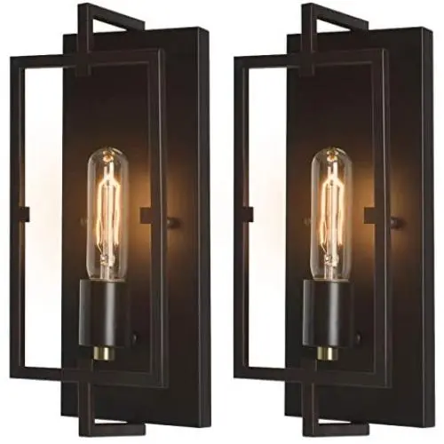 Wall Sconce,Rustic Vintage Bronze Wall Vanity Light Fixture with Glass Shade,Hardwired Wall Lamp for Living Room,Bedroom,Hallway,Kitchen,E26 Base,2 Pack