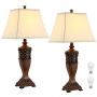 30''H Bedside Table Lamp Set of 2 for Living Room or Bedroom, 9.5W Led Bulbs Included, Large Traditional Wood Finish Vintage Table Lamps for Family Room