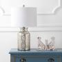 JONATHAN Y JYL1063A Emilia 24.5'' Trellis Pattern Glass LED Table Lamp Contemporary,Transitional for Bedroom, Living Room, Office, College Dorm, Coffee Table, Bookcase, MercurySilver