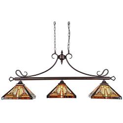 Capulina Tiffany Pool Table Lights 3-Light Dining Room Light Stained Glass Mission Design Chandelier Hanging Light 12'' Lampshade Tiffany Dining Table Lights Vintage Style Chandelier
