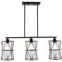 SHENGQINGTOP 33 Inches Industrial Kitchen Island Lights with Clear Glass, 3-Light Dining Room Lighting Fixtures Hanging, New Transitional Multi Pendant Lighting, Matte Black Finish