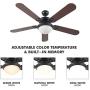 CO-Z 52 Farmhouse Ceiling Fan with Lights and Remote, Rustic Ceiling Fans with LED Light for Bedroom, Living Room, Kitchen, Black Ceiling Fan Light Fixture with 5 Plywood Blades (Cherry & Walnut)