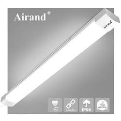 Utility LED Shop Light Fixture 2FT 4FT with Plug, Airand Waterproof Linkable LED Tube Light 5000K Under Cabinet Lighting,1800 LM LED Ceiling and Closet Light 18W, Corded Electric with ON/Off Switch