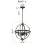Q&S Rustic Farmhouse Light Fixture, Industrial Metal Pendant Light, ORB and Oak White Vintage Chandelier, 4 Lights Round Chandelier Fixture for Kitchen Island Dining Room,E12 D16.85 ''H 67.37 ''