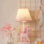 LITFAD Modern Bedside Table Lamp Girl Bedroom Unicorn Desk Light Resin 1 Light Animal Pink LED Reading Lamp with Plug in Cord for Bedroom Kids Room Office - Leaf