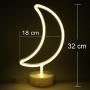 Warm White Moon Neon Sign Night Light Lamp with Holder Base Decorative Marquee Signs Light Battery Operated Wall Decoration for Living Room Bedroom Christmas Party Supplies Kids Toys Birthday Gifts