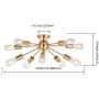 Modern Sputnik Chandelier Lighting 10 Lights Brushed Brass Semi Flush Mount Ceiling Light Gold Mid Century Pendant Lighting by BONLICHT