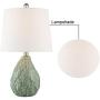 Maxax Table Lamps Ceramic Nightstand Lamps Set of 2 with White Shade Bedside Desk Lamps for Bedroom, Living Room, Office,Green Finish