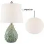 Maxax Table Lamps Ceramic Nightstand Lamps Set of 2 with White Shade Bedside Desk Lamps for Bedroom, Living Room, Office,Green Finish