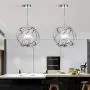 Modern Crystal Chandelier 4 Lights Industrial Metal Spherical Pendant Light with Chrome Finishes Hanging Fixture for Dining Room, Living Room …