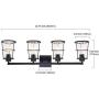 XINCAN 4 Light Farmhouse Bathroom Vanity Over Mirror Light Fixtures Wall Sconce Lighting Porch Light Fixtures Vintage Rustic Metal Black Wall Mount for Dining Room Hallway