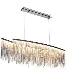 Moooni Post-Modern Rectangle Aluminum Tassel Linear Chandelier Rectangular Pendant Light Fixture for Dining Room Kitchen Island Over Table L40''