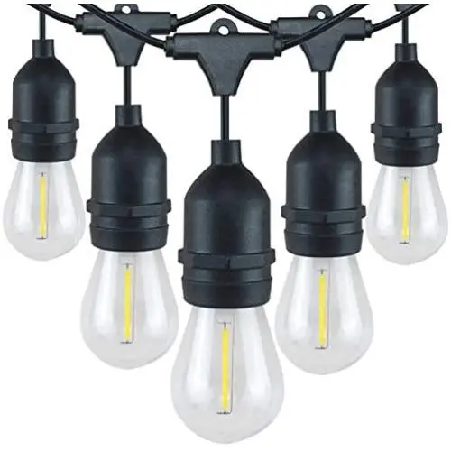 IELECMG Led String Lights Outdoor - 54FT S14 Patio String Lights Waterproof Shatterproof Commercial Grade Porch Lights with 15 E26 Hanging Socket for Cafe Party Bistro Garden Warm White IELECMG Led String Lights Outdoor - 54FT S14 Patio String Lights Waterproof Shatterproof Commercial Grade Porch Lights with 15 E26 Hanging Socket for Cafe Party Bistro Garden Warm White