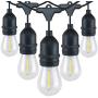 IELECMG Led String Lights Outdoor - 54FT S14 Patio String Lights Waterproof Shatterproof Commercial Grade Porch Lights with 15 E26 Hanging Socket for Cafe Party Bistro Garden Warm White