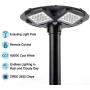 HCOOR 100W LED Solar Lamp Post Light Outdoor with 98in Pole IP65 Waterproof Solar Street Light 6500K Auto Dusk to Dawn with Remote Solar Area Pole Light for Lawn, Pathway, Driveway, Yard, Parking Lot