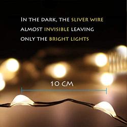 BINZET Fairy Lights Battery Operated - 33Ft 100LED Sliver Wire String Lights Waterproof 8 Modes LED Lighting String with Remote Control for Christmas Wedding Party Home DIY Decor, Warm White 2 Pack