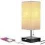 Brightech Grace LED USB Bedside Table & Desk Lamp – Modern Lamp with Soft, Ambient Light, Unique Lampshade & Functional USB Port – Perfect for Table in Bedroom, Living Room, or Office - Black