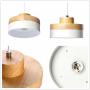 Contemporary Wooden and Metal Pendant Lighting 60W White Lampshade Industrial Lamp Shade LED Modern Ceiling Hanging Lights Fixtures 1 Light for Dining Room,Kitchen (E27 Base, White)
