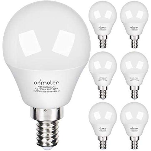 Comzler LED Ceiling Fan Bulb 60W Equivalent, Daylight 5000K, Candelabra Base G45 Globe Light Bulbs 600lm for Bedroom, Living Room, CRI>80, Non-dimmable, 6 Pack