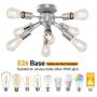 Ceiling Light Fixture Flush Mount 8 Sockets Sputnik Chandeliers Vintage Mid-century Home Improvement Decor Lamp E26 Bulbs Base, Brushed Nickel