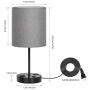 USB Table Lamp, Bedside Table Lamps with 2 USB Charging Ports, Metal Nightstand Lamp with Grey Lampshade, Black Lamps with AC Power Sockets for Bedroom, Living Room, Study Room (Set of 2)