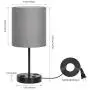 USB Table Lamp, Bedside Table Lamps with 2 USB Charging Ports, Metal Nightstand Lamp with Grey Lampshade, Black Lamps with AC Power Sockets for Bedroom, Living Room, Study Room (Set of 2)