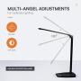 Stylish Metal LED Desk lamp, Unlimited Color Modes, 7 Brightness Levels, Touch Control, 10W for Living Room, Bedroom, Office, with USB Port for Charging Output (Black)