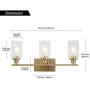 3 Lights MELUCEE Sconces Wall Lighting Brass Contemporary Bathroom Vanity Light Fixtures Wall Lights Bedroom Porch Living Room Kitchen with Clear Glass Shade