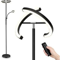 FIMEI Floor Lamp, Modern LED Rotatable Floor Lamp with Reading Light, Standing Lamp with Stepless Dimming and 3000K-6000K Color Temperature, Separately Rotatable Design, Touch and Remote Control