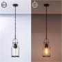 Vintage Glass Hanging Pendant Light Fixture,6'' Industrial Kitchen Island Ceiling Light with Cylinder Glass Shade, E26 Base for Dining Room,Kitchen,Living Room,Hallway,Farmhouse,Antique Copper Finish