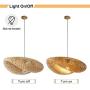 Bamboo Pendant Light for Kitchen Island, Dining Room Lighting Fixtures Hanging Lamp, Creative Rattan Chandelier Bird Nest Lampshade for Bar Cafe Living Room(with no Bulb)