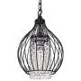 GAZE Modern Sparkling Crystal Chandelier Lighting Black Moroccan Wire Cage Light Fixture Adjustable Island Pendant Light for Living & Dining Room Entryway (Bulb Not Included)(1 Pack)