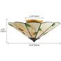 RUNNUP Tiffany Style Flush Mount Ceiling Light Minimalist Green Leaf Decoration Stained Glass Ceiling Light for Living Room,Corridor,Bedroom,Restaurant 15inch