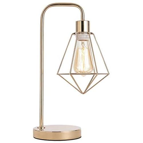 SOTTAE Industrial Gold Cage Table Lamp , cage Desk lamp Vintage Table Lamp Rustic Beside Lamp Rustic Desk Lamp Modern Table Lamp Metal Nightstand Lamp Bedside lamp for Bedroom,Living Room