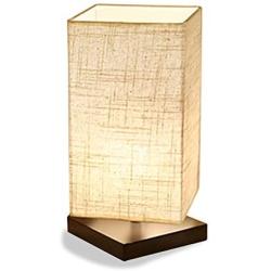 ZEEFO Simple Table Lamp, Retro Solid Wood and Fabric Shade Style Relax Lighting for Bedroom Bedside Desk Lamp, Contemporary Living Room, Study, Cafe, Baby Room (Not Battery Powered)