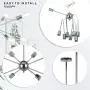 VINLUZ 8-Light Sputnik Chandelier Chrome Ceiling Light Industrial Pendant Lights Modern Chandelier Lighting Kitchen Bathroom Dining Room Bed Room Hallway
