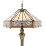 Tiffany Floor Lamp W16H64 Inch Yellow Stained Glass Hexagon Mission Style Shade Antique Standing Read Lighting Resin Base 2E26 S011 WERFACTORY LAMPS Lover Gift Bedroom Living Room Bedside Coffee Table