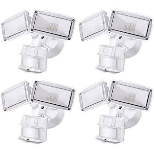 4 Pack LED Security Light 3000LM, 28W Outdoor Motion Sensor Light, 5500K, IP65 Waterproof, Adjustable Head Flood Light for Entryways, Stairs, Yard and Garage